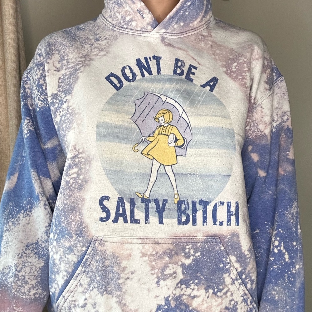 Gildan Blue and White Graphic Women's Hoodie